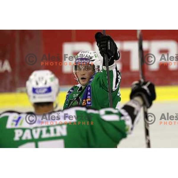  Damjan Dervaric of Tilia Olimpija in action during preseason friendly ice-hockey match Tilia Olimpija- Medvescak, played in Hala Tivoli, Ljubljana, Slovenia on August 25, 2010 