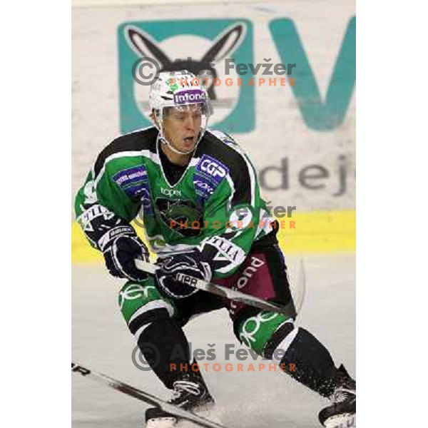Sami Ryhanen of Tilia Olimpija in action during preseason friendly ice-hockey match Tilia Olimpija- Medvescak, played in Hala Tivoli, Ljubljana, Slovenia on August 25, 2010 