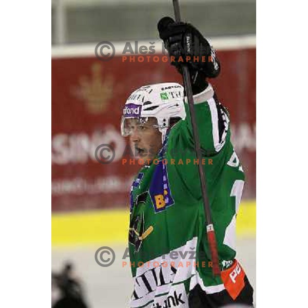 Damjan Dervaric of Tilia Olimpija in action during preseason friendly ice-hockey match Tilia Olimpija- Medvescak, played in Hala Tivoli, Ljubljana, Slovenia on August 25, 2010 