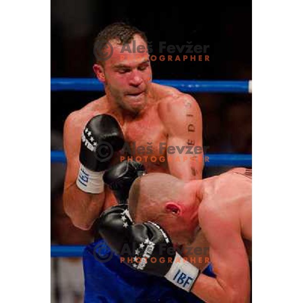 Dejan Zavec, Rafal Jackiewicz at the boxing match Dejan Zavec vs Rafal Jackiewicz for the defense of IBF world champion title in welterweight, 04.09.2010 Stozice arena, Ljubljana, Slovenia 