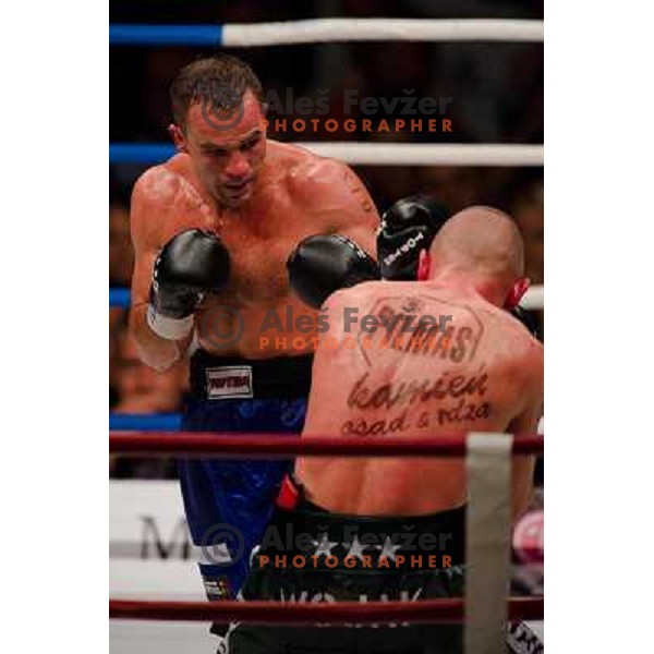 Dejan Zavec, Rafal Jackiewicz at the boxing match Dejan Zavec vs Rafal Jackiewicz for the defense of IBF world champion title in welterweight, 04.09.2010 Stozice arena, Ljubljana, Slovenia 