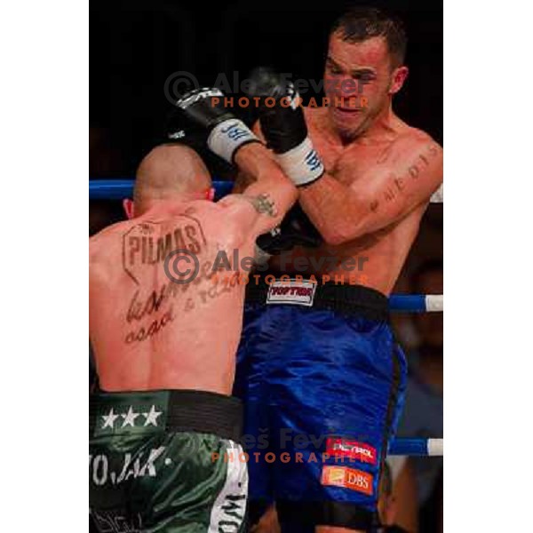 Dejan Zavec, Rafal Jackiewicz at the boxing match Dejan Zavec vs Rafal Jackiewicz for the defense of IBF world champion title in welterweight, 04.09.2010 Stozice arena, Ljubljana, Slovenia 