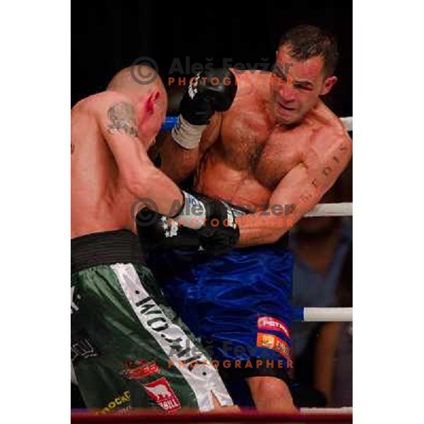 Dejan Zavec, Rafal Jackiewicz at the boxing match Dejan Zavec vs Rafal Jackiewicz for the defense of IBF world champion title in welterweight, 04.09.2010 Stozice arena, Ljubljana, Slovenia 