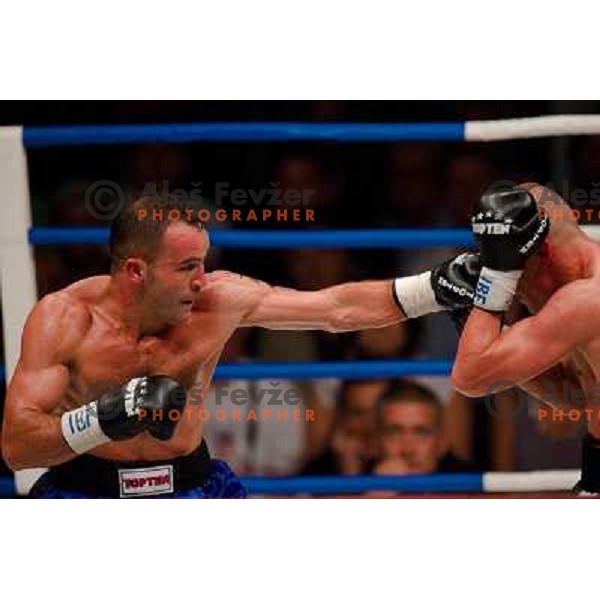 Dejan Zavec, Rafal Jackiewicz at the boxing match Dejan Zavec vs Rafal Jackiewicz for the defense of IBF world champion title in welterweight, 04.09.2010 Stozice arena, Ljubljana, Slovenia 