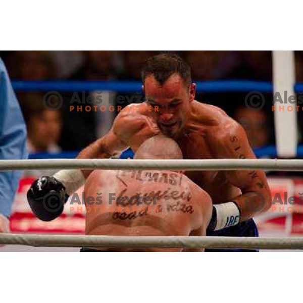 Dejan Zavec, Rafal Jackiewicz at the boxing match Dejan Zavec vs Rafal Jackiewicz for the defense of IBF world champion title in welterweight, 04.09.2010 Stozice arena, Ljubljana, Slovenia 