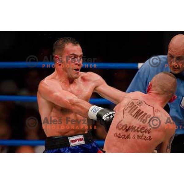 Dejan Zavec, Rafal Jackiewicz at the boxing match Dejan Zavec vs Rafal Jackiewicz for the defense of IBF world champion title in welterweight, 04.09.2010 Stozice arena, Ljubljana, Slovenia 