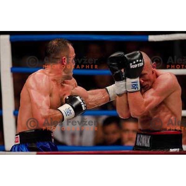 Dejan Zavec, Rafal Jackiewicz at the boxing match Dejan Zavec vs Rafal Jackiewicz for the defense of IBF world champion title in welterweight, 04.09.2010 Stozice arena, Ljubljana, Slovenia 