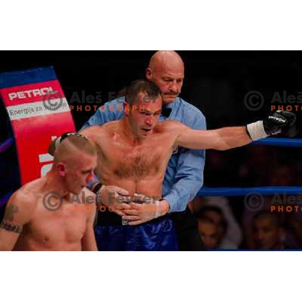 Dejan Zavec, Rafal Jackiewicz at the boxing match Dejan Zavec vs Rafal Jackiewicz for the defense of IBF world champion title in welterweight, 04.09.2010 Stozice arena, Ljubljana, Slovenia 