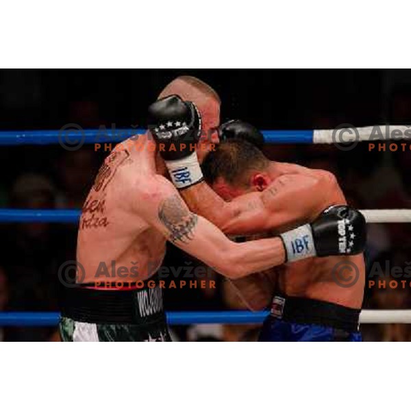 Dejan Zavec, Rafal Jackiewicz at the boxing match Dejan Zavec vs Rafal Jackiewicz for the defense of IBF world champion title in welterweight, 04.09.2010 Stozice arena, Ljubljana, Slovenia 