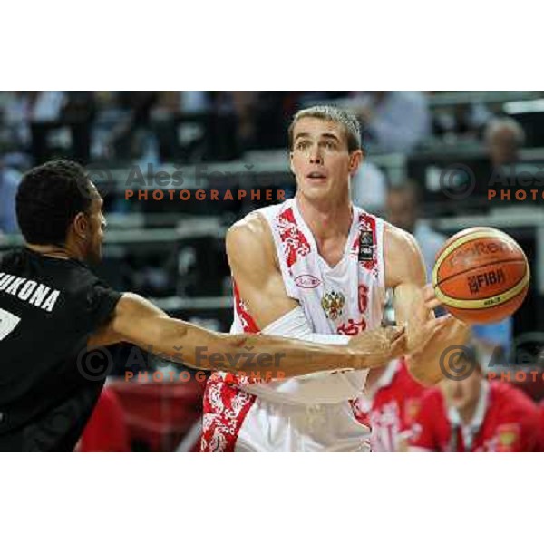 Sergey Bykov of Russia and Mika Vukona of New Zealand in action during basketball match USA-Angola in eight-final of FIBA World Championship 2010, played in Sinan Erdem Dome, Istanbul, Turkey on September 6, 2010 