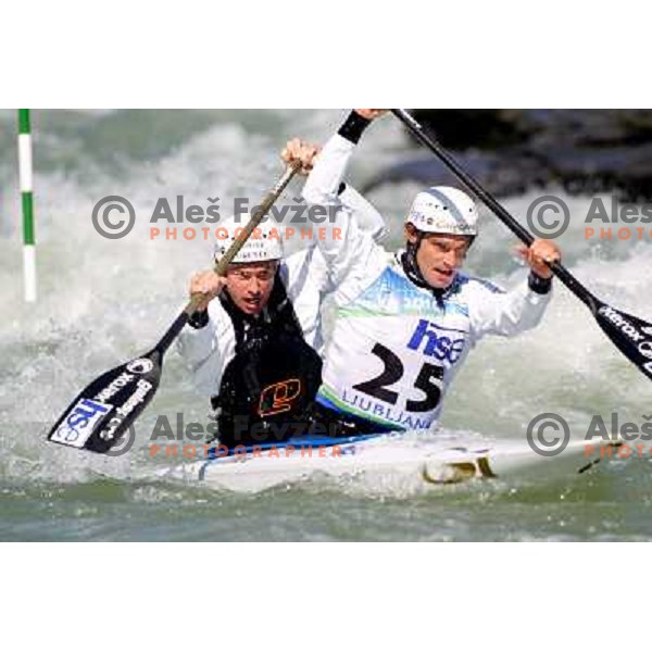 Simon Hocevar and Dejan Kralj SLO during world championship in Tacen, Slovenia 9.2010 