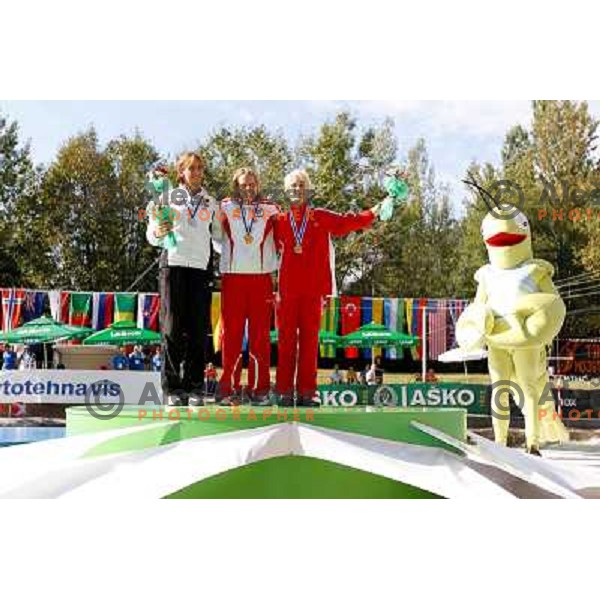 Corinna Kuhnle AUT (6) finished first, Jana Dukatova SVK (1) finished decond and Violetta Oblinger Peters finished third at world championship in Tacen, Slovenia 9.2010 