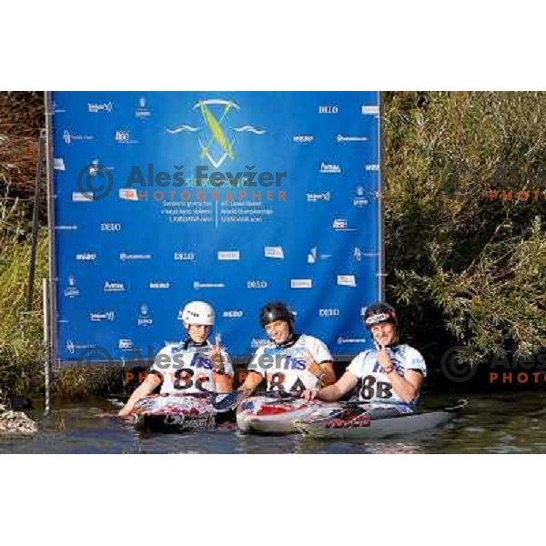 Ursa Kragelj, Eva Tercelj and Nina Mozetic after team race at world championship in Tacen, Slovenia 9.2010 
