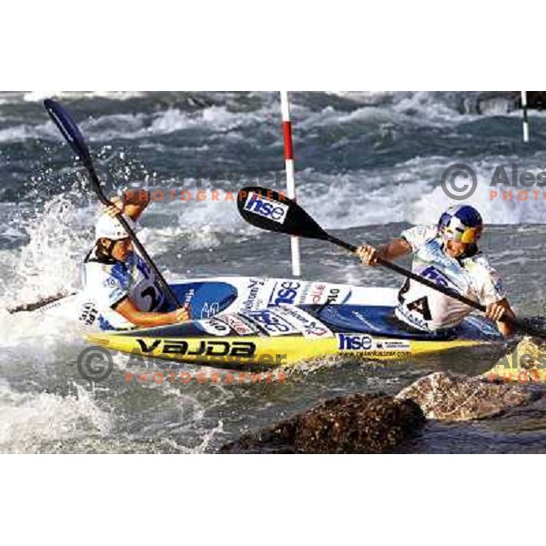Peter Kauzer, Dejan Kralj and Jure Meglic during team race at world championship in Tacen, Slovenia 9.2010 