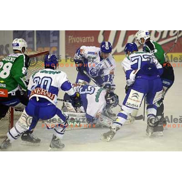 Robert Kristan in action during ice-hockey match Tilia Olimpija-KHL Medvescak in round 3 of EBEL league, played in Hala Tivoli, Ljubljana, Slovenia on September 17, 2010 