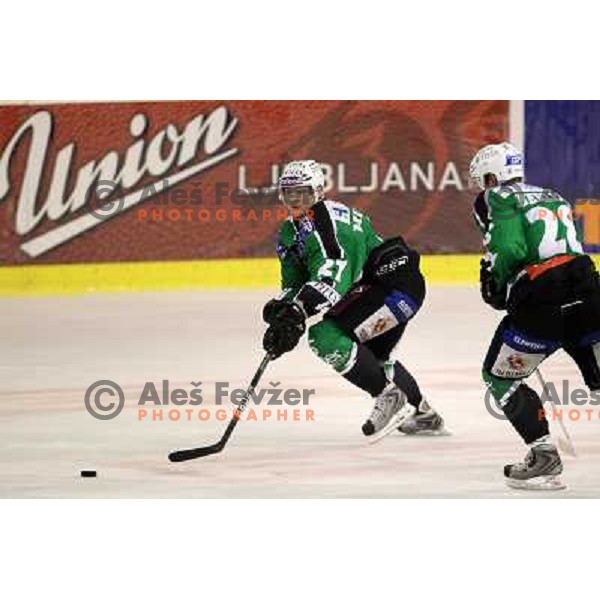 Tomi Mustonen in action during ice-hockey match Tilia Olimpija-KHL Medvescak in round 3 of EBEL league, played in Hala Tivoli, Ljubljana, Slovenia on September 17, 2010 