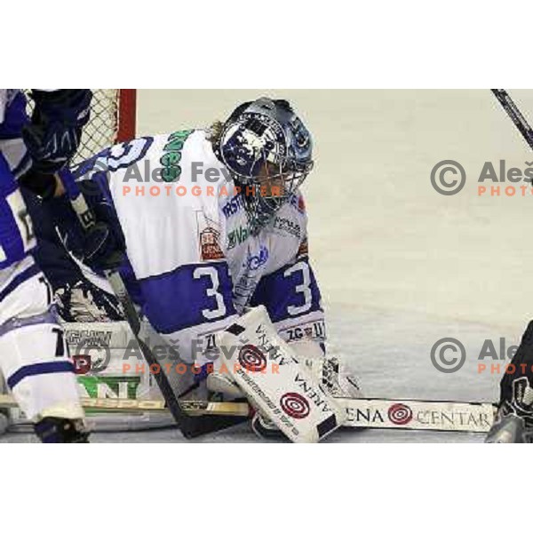 Robert Kristan in action during ice-hockey match Tilia Olimpija-KHL Medvescak in round 3 of EBEL league, played in Hala Tivoli, Ljubljana, Slovenia on September 17, 2010 