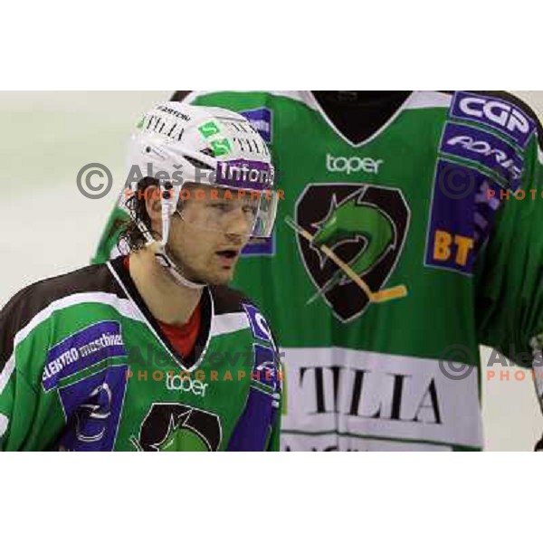 Andrej Hebar in action during ice-hockey match Tilia Olimpija-KHL Medvescak in round 3 of EBEL league, played in Hala Tivoli, Ljubljana, Slovenia on September 17, 2010 