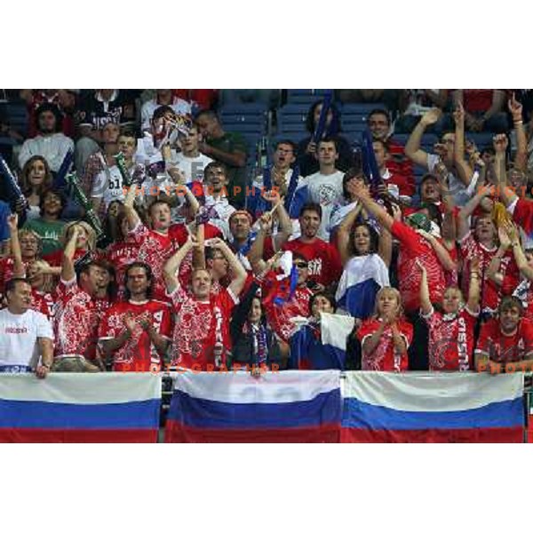 Fans of Russia in action during basketball match Russia-New Zealand in eight-final of FIBA World Championship 2010, played in Sinan Erdem Dome, Istanbul, Turkey on September 6, 2010 