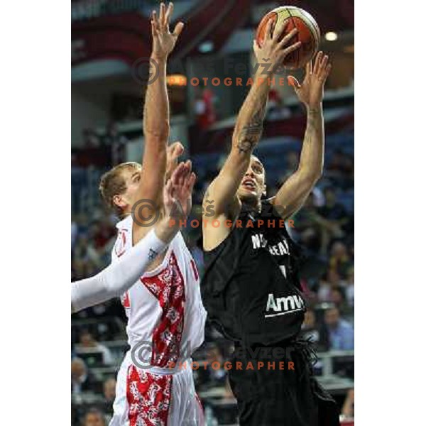 Sergey Bykov of Russia and Lindsay Tait of New Zealand in action during basketball match Russia-New Zealand in eight-final of FIBA World Championship 2010, played in Sinan Erdem Dome, Istanbul, Turkey on September 6, 2010 