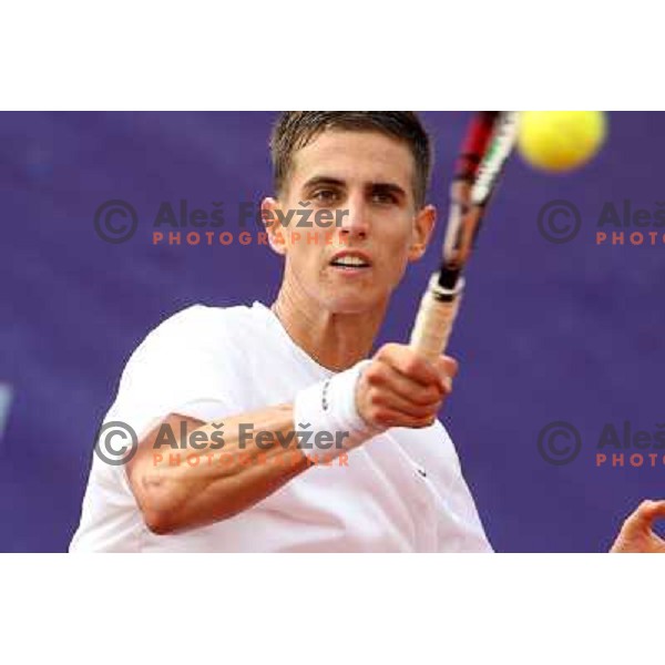 Milan Zitnik of Slovenia in action during first round of BMW Ljubljana Open on ATP Challenger Tour, played in SC Ljubljana on September 21, 2010 