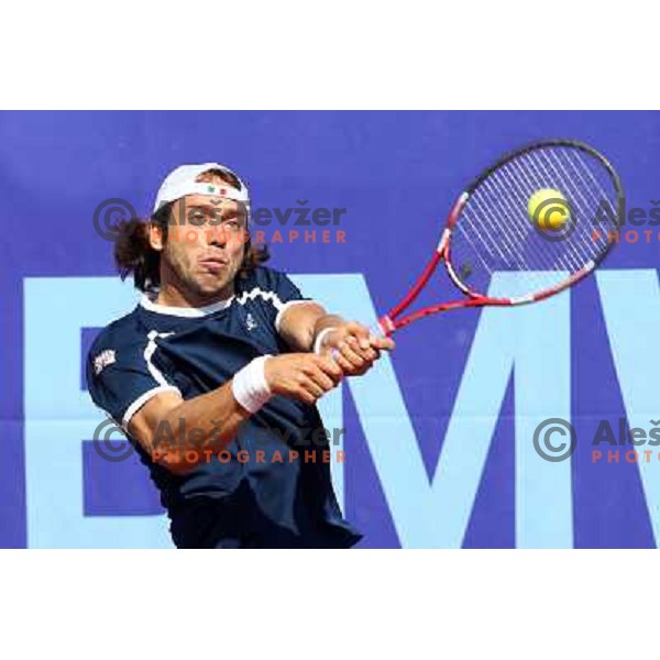 Paolo Lorenzi of Italy in action during first round of BMW Ljubljana Open on ATP Challenger Tour, played in SC Ljubljana on September 21, 2010 