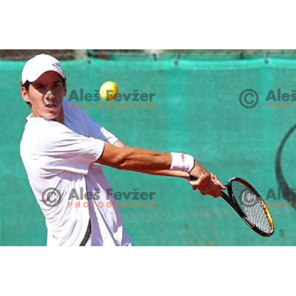 Janez Semrajc of Slovenia in action during first round of BMW Ljubljana Open on ATP Challenger Tour, played in SC Ljubljana on September 21, 2010 