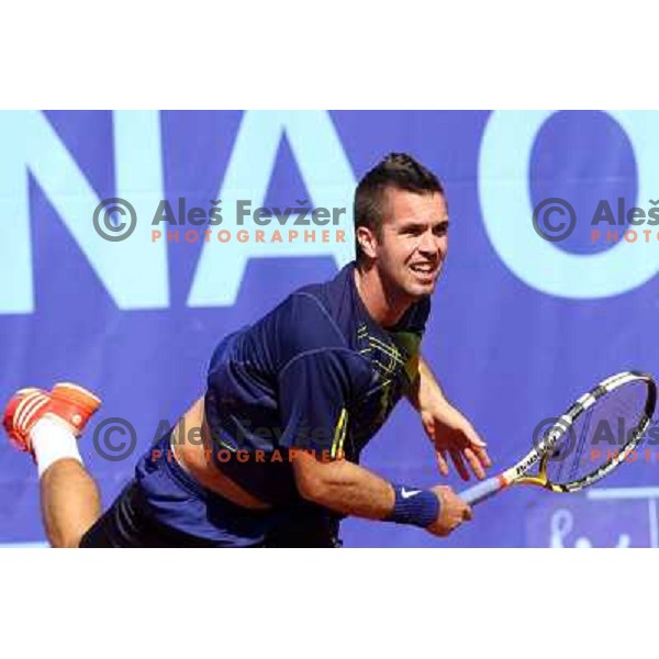 Luka Gregorc of Slovenia in action during first round of BMW Ljubljana Open on ATP Challenger Tour, played in SC Ljubljana on September 21, 2010 