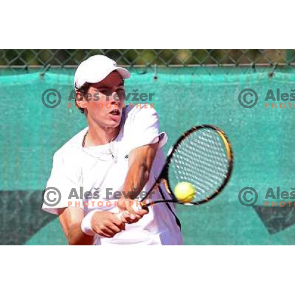 Janez Semrajc of Slovenia in action during first round of BMW Ljubljana Open on ATP Challenger Tour, played in SC Ljubljana on September 21, 2010 