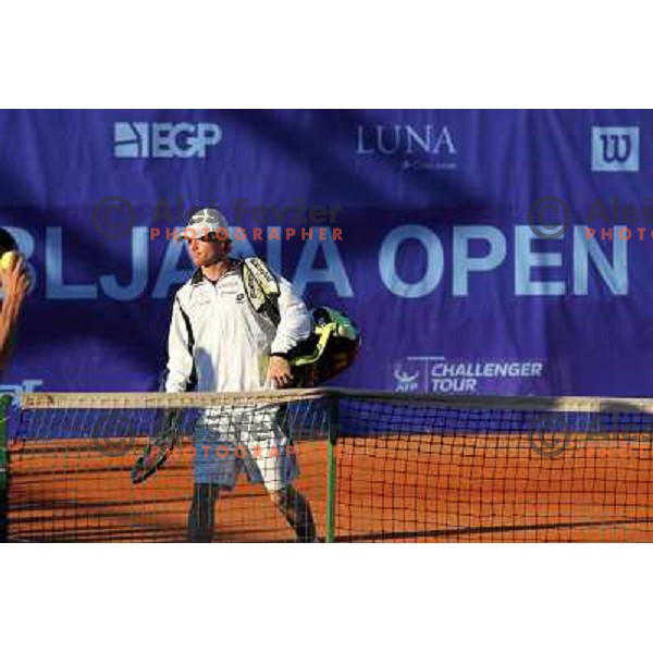  Blaz Kavcic of Slovenia in action during first round of BMW Ljubljana Open on ATP Challenger Tour, played in SC Ljubljana on September 21, 2010 