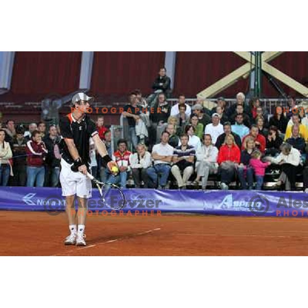  Blaz Kavcic of Slovenia in action during first round of BMW Ljubljana Open on ATP Challenger Tour, played in SC Ljubljana on September 21, 2010 