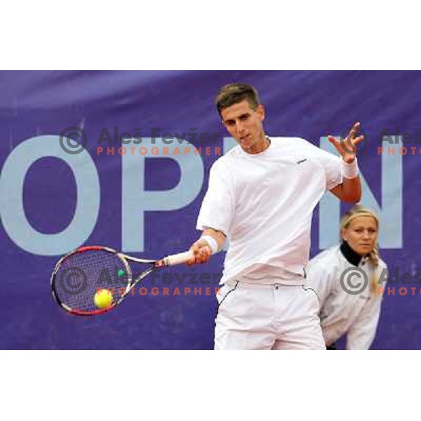 Milan Zitnik of Slovenia in action during first round of BMW Ljubljana Open on ATP Challenger Tour, played in SC Ljubljana on September 21, 2010 