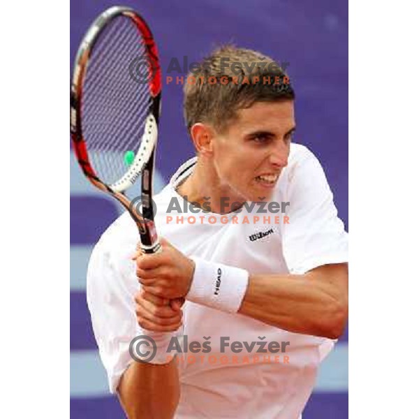 Milan Zitnik of Slovenia in action during first round of BMW Ljubljana Open on ATP Challenger Tour, played in SC Ljubljana on September 21, 2010 