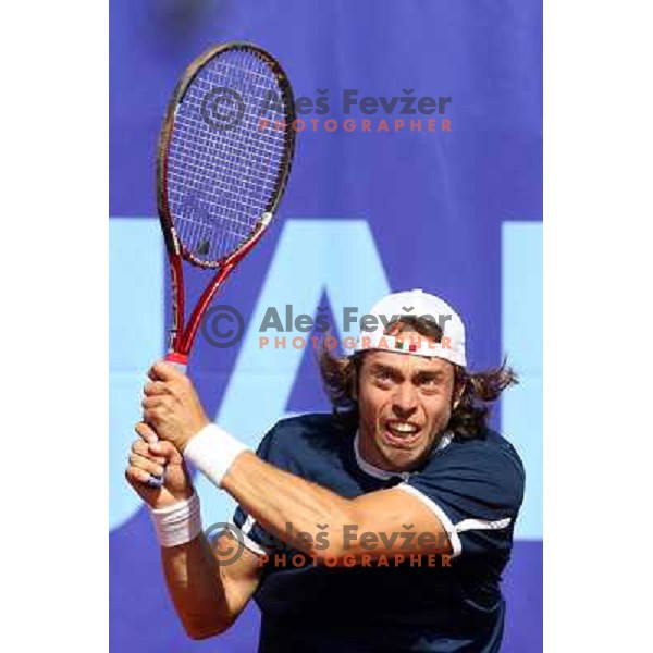 Paolo Lorenzi of Italy in action during first round of BMW Ljubljana Open on ATP Challenger Tour, played in SC Ljubljana on September 21, 2010 