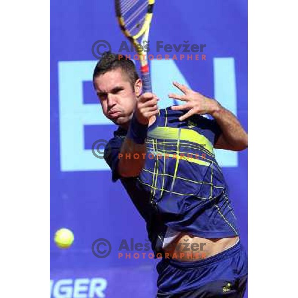 Luka Gregorc of Slovenia in action during first round of BMW Ljubljana Open on ATP Challenger Tour, played in SC Ljubljana on September 21, 2010 