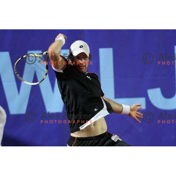  Blaz Kavcic of Slovenia in action during quarter-final of BMW Ljubljana Open on ATP Challenger Tour, played in SC Ljubljana on September 23, 2010 