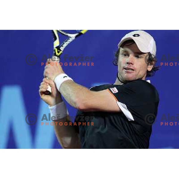  Blaz Kavcic of Slovenia in action during quarter-final of BMW Ljubljana Open on ATP Challenger Tour, played in SC Ljubljana on September 23, 2010 