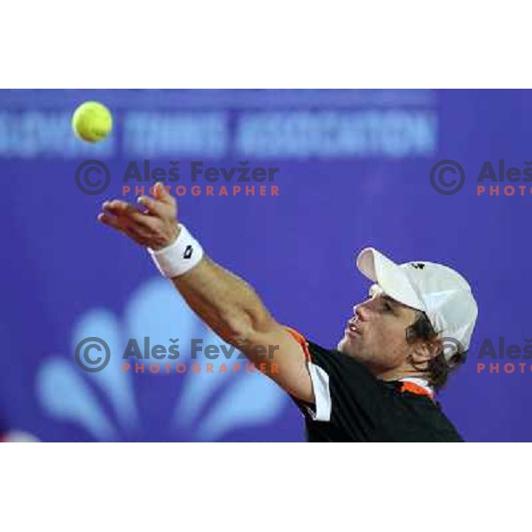  Blaz Kavcic of Slovenia in action during quarter-final of BMW Ljubljana Open on ATP Challenger Tour, played in SC Ljubljana on September 23, 2010 