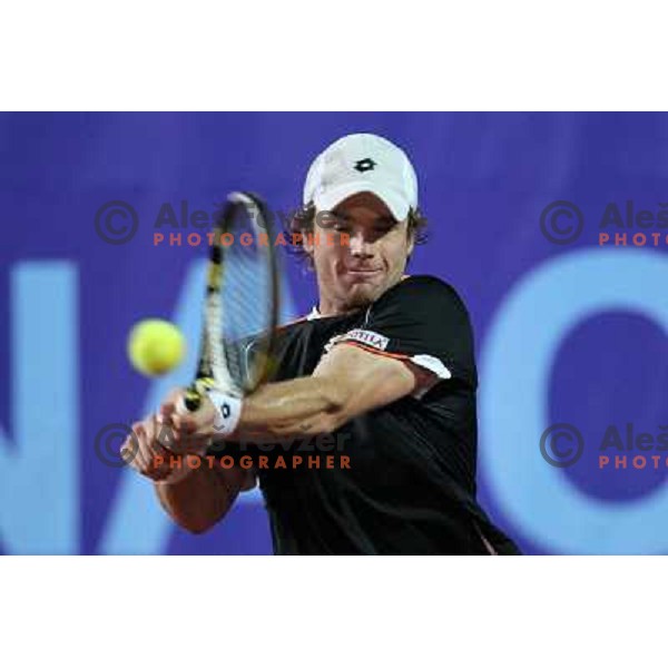  Blaz Kavcic of Slovenia in action during quarter-final of BMW Ljubljana Open on ATP Challenger Tour, played in SC Ljubljana on September 23, 2010 