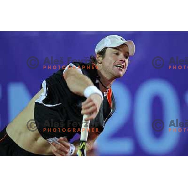  Blaz Kavcic of Slovenia in action during quarter-final of BMW Ljubljana Open on ATP Challenger Tour, played in SC Ljubljana on September 23, 2010 