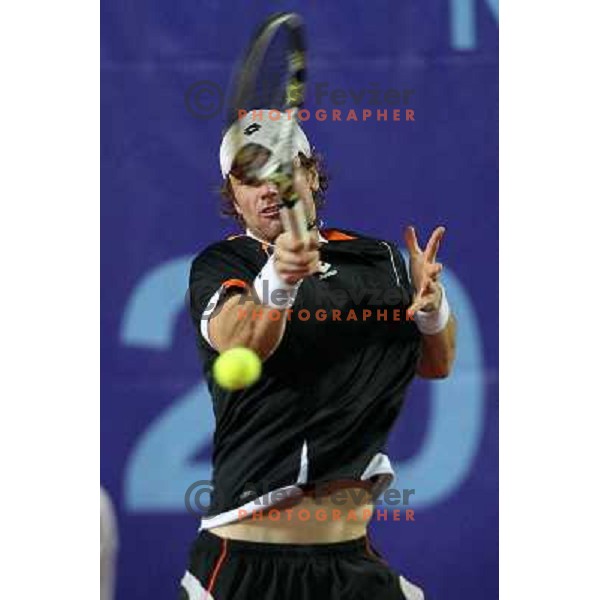  Blaz Kavcic of Slovenia in action during quarter-final of BMW Ljubljana Open on ATP Challenger Tour, played in SC Ljubljana on September 23, 2010 