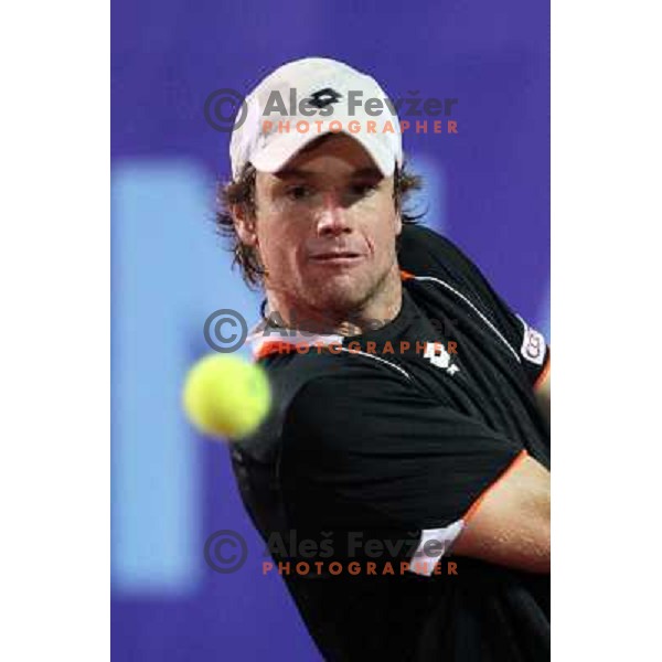  Blaz Kavcic of Slovenia in action during quarter-final of BMW Ljubljana Open on ATP Challenger Tour, played in SC Ljubljana on September 23, 2010 