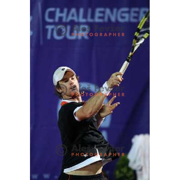  Blaz Kavcic of Slovenia in action during quarter-final of BMW Ljubljana Open on ATP Challenger Tour, played in SC Ljubljana on September 23, 2010 
