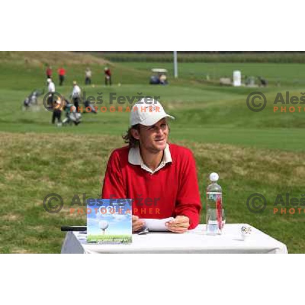 Dejan Rozman, golf PRO during press conference talks about his book "Golf od znotraj navzven". Diners golf & country club, Smlednik, Slovenia on September 23,2010 