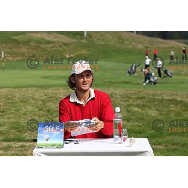 Dejan Rozman, golf PRO during press conference talks about his book "Golf od znotraj navzven". Diners golf & country club, Smlednik, Slovenia on September 23,2010 