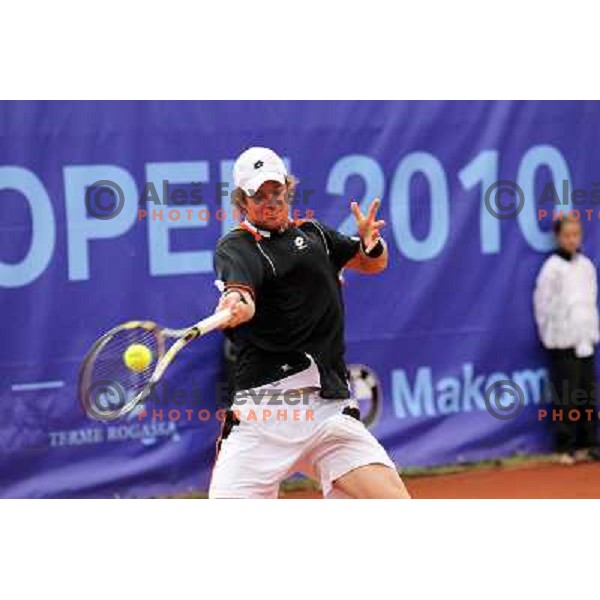  Blaz Kavcic of Slovenia in action during Final of BMW Ljubljana Open, ATP Challenger Tour, played in SC Ljubljana on September 26, 2010 