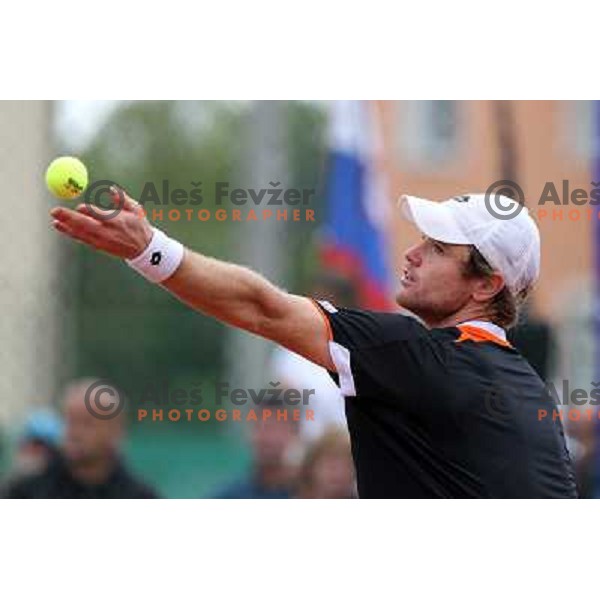  Blaz Kavcic of Slovenia in action during Final of BMW Ljubljana Open, ATP Challenger Tour, played in SC Ljubljana on September 26, 2010 