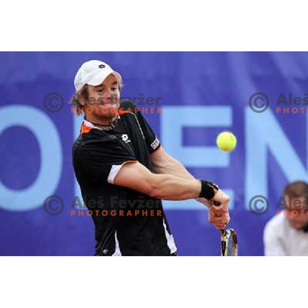  Blaz Kavcic of Slovenia in action during Final of BMW Ljubljana Open, ATP Challenger Tour, played in SC Ljubljana on September 26, 2010 