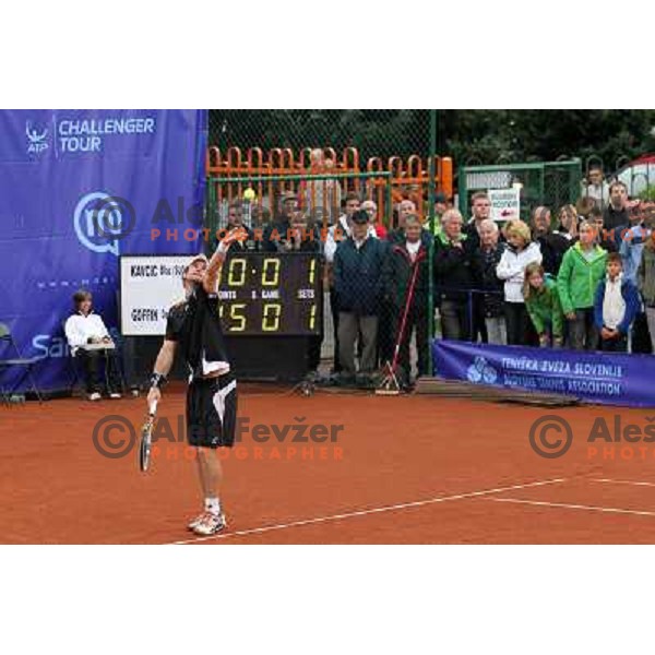  Blaz Kavcic of Slovenia in action during Final of BMW Ljubljana Open, ATP Challenger Tour, played in SC Ljubljana on September 26, 2010 
