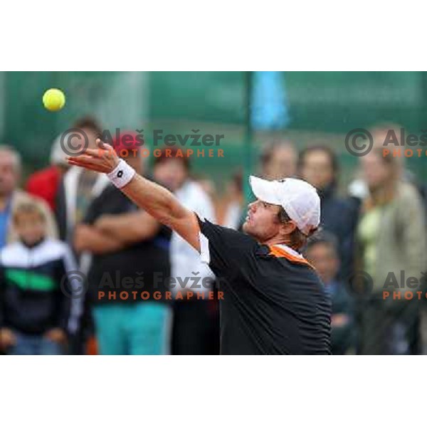  Blaz Kavcic of Slovenia in action during Final of BMW Ljubljana Open, ATP Challenger Tour, played in SC Ljubljana on September 26, 2010 